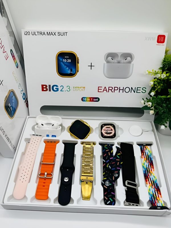Smartwatch With 7 Plain Color Straps And Airpods